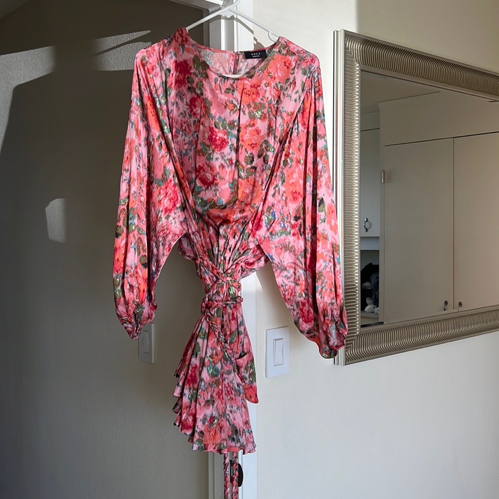 VICI COTTON ROPE TIE RUFFLE DRESS(NEW)